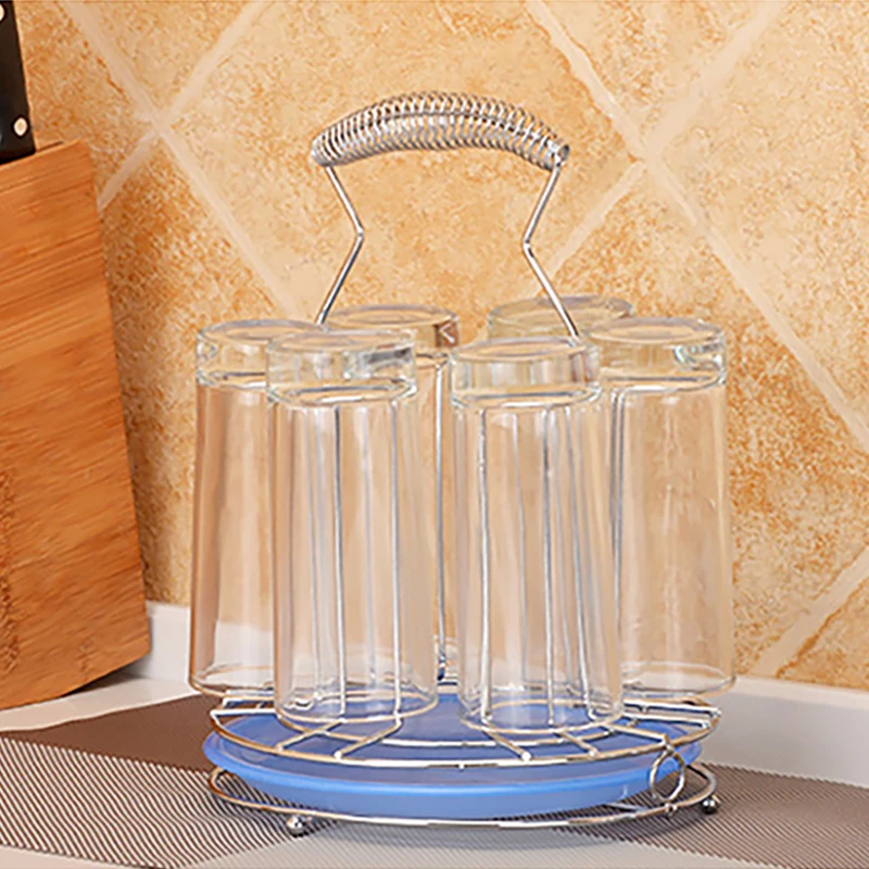 10.23 inch Kitchen Glass Cup Storage Holder Tea Coffee Mug Tree Rack Hold 6 cups Chromed Mug