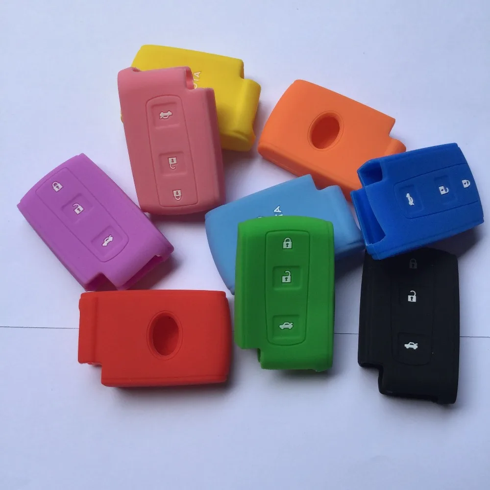 

Silicon Remote Key Shell 3 Button Key Fob Case For Toyota RAV4 Avensis CROWN Verso Prius FOB Interior Accessory