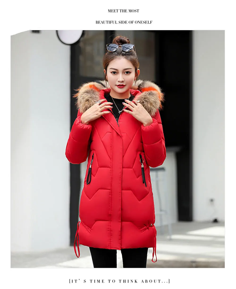 PinkyIsblack Высококачественная зимняя куртка с хлопковой подкладкой Женская Длинная Верхняя одежда с капюшоном для женщин s Зимняя Куртка s плюс размер пальто