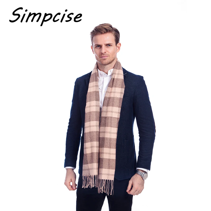 best scarves for men Business Tartan winter men scarf Big Size Soft Tassel Left And Right Version Cachecol  Brand A3A1743 black scarf mens