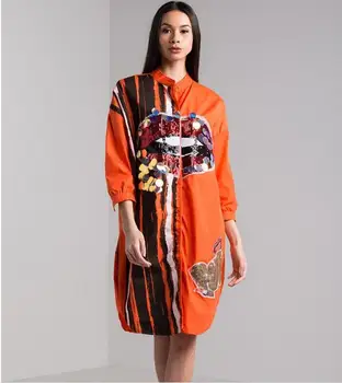 

Long Sleeve Shirt Dress Women Autumn Fashion Stand Collar Button up Blouse Dress Ladies Streetwear Oversize Loose Sequin Shirt D
