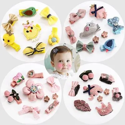 Girls Hairpins Boutique Gift Box Set Kids Bowknot Crown Pompom Hair Clips Elastic Hairband Accessories | Детская одежда и обувь