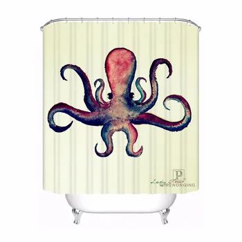 

Bath Curtain For Bathroom CustomCartoon Octopus Home Decor Shower Curtain Waterproof Fabric Hooks #180417-01-58