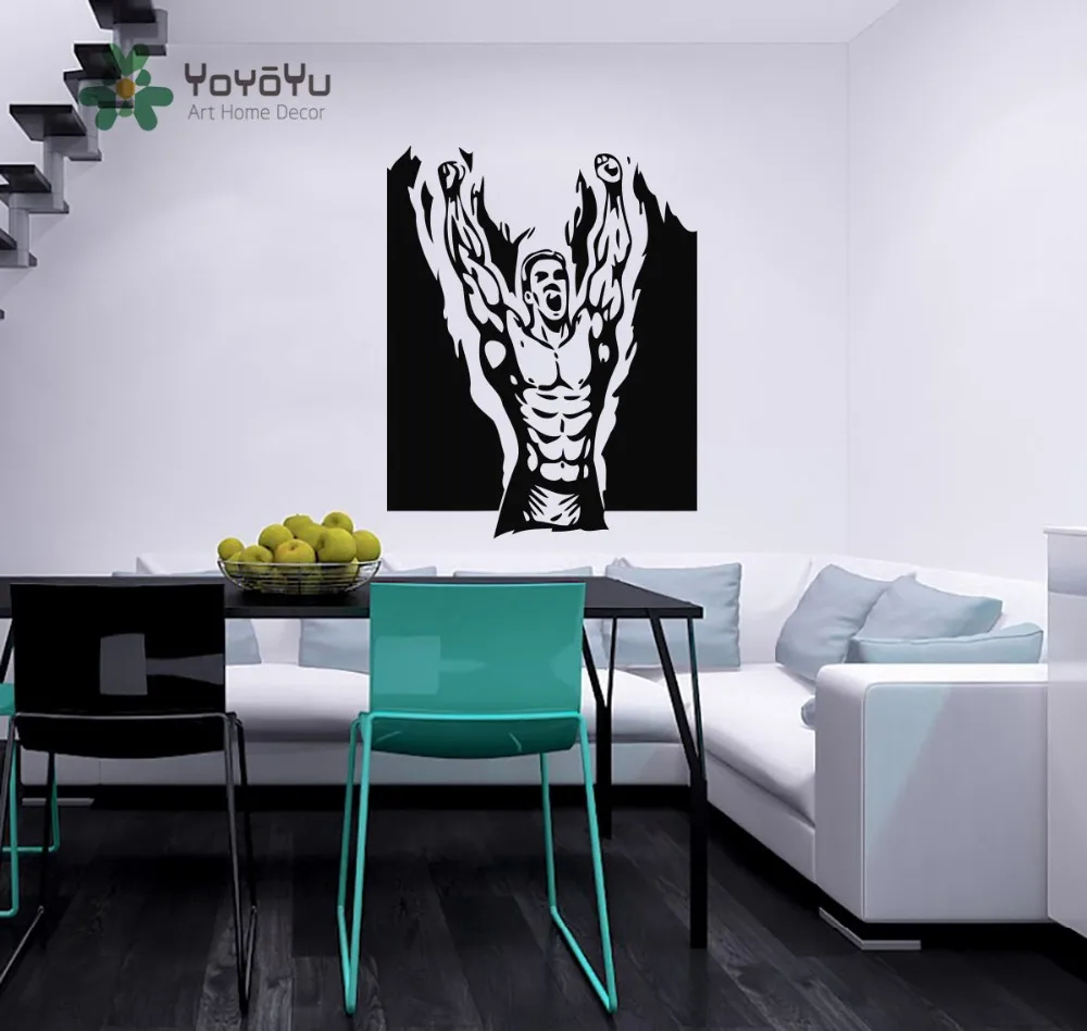 

Boxer Flaming Man Champion Sport Sportsman Gym Wall Vinyl Decal Sticker Housewares Art Murals Interior Decor Bedroom Mural NY-32