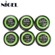 Nigel 10 pcs Coil Wire Coiling Prebuilt Coil Twisted Clapton Alien Kanthal Hive Quad Fused Claoton For DIY RDA RBA RTA Atomizer