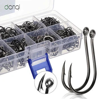 

DONQL 600pcs/Box High Carbon Steel Barbed Fishing Hook jig Hook Mixed Size Fish Bait Holder Carp Fishing Jig Head FishHook