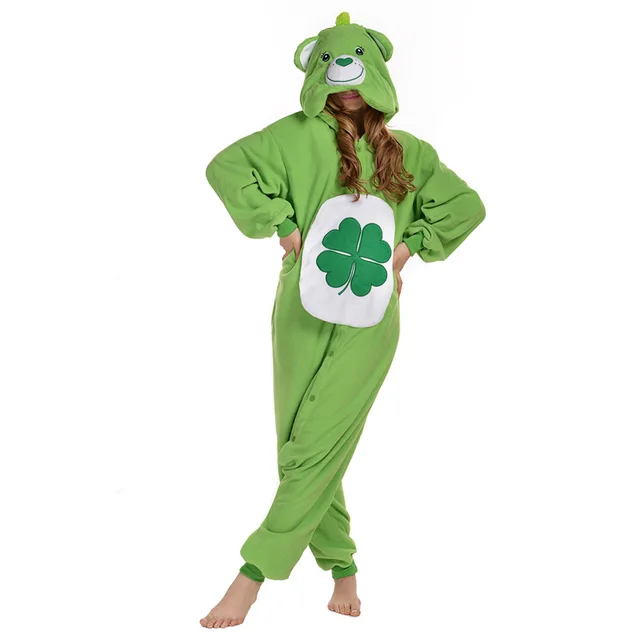 Halloween Carnival Costume Green Clover Care Bear Onesie Pajamas