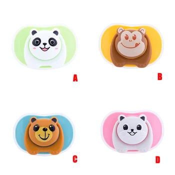 

New Newly Baby Bottle Cartoon silicone pacifier with dust cover flat head and round head low price