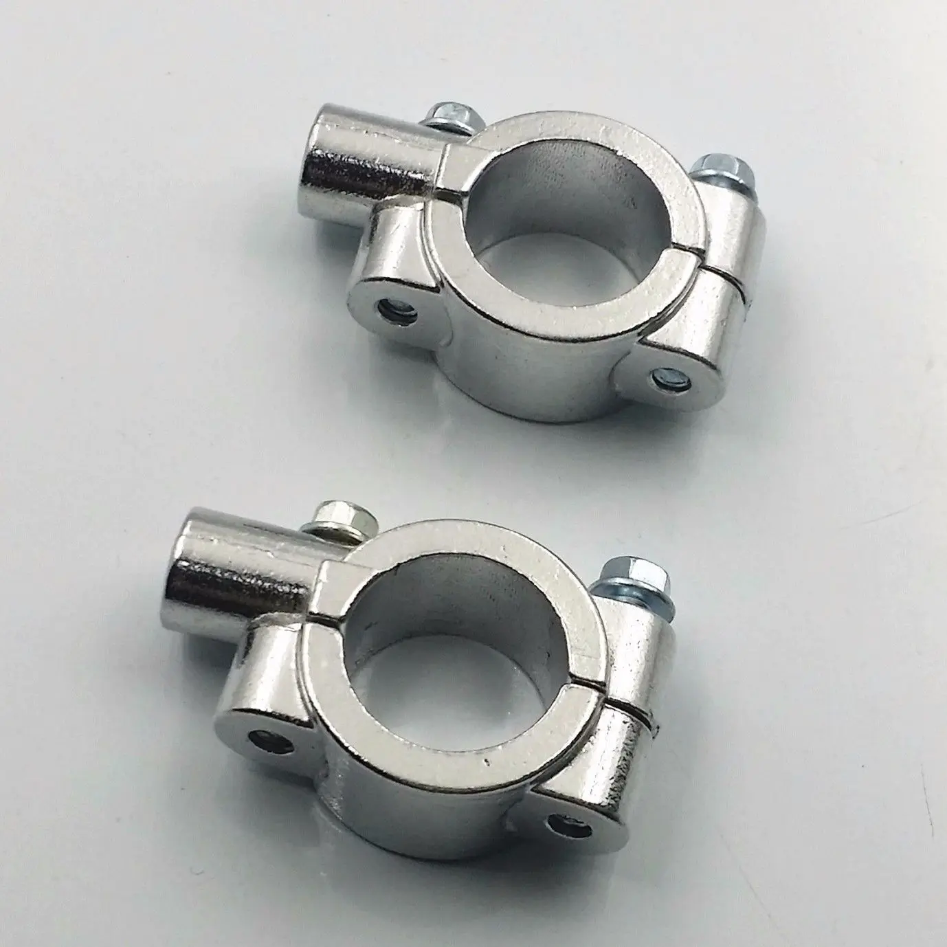 Silver 7/8" 22mm Handlebar 10mm M10 Mirror Clamps Mount Naked Scooter