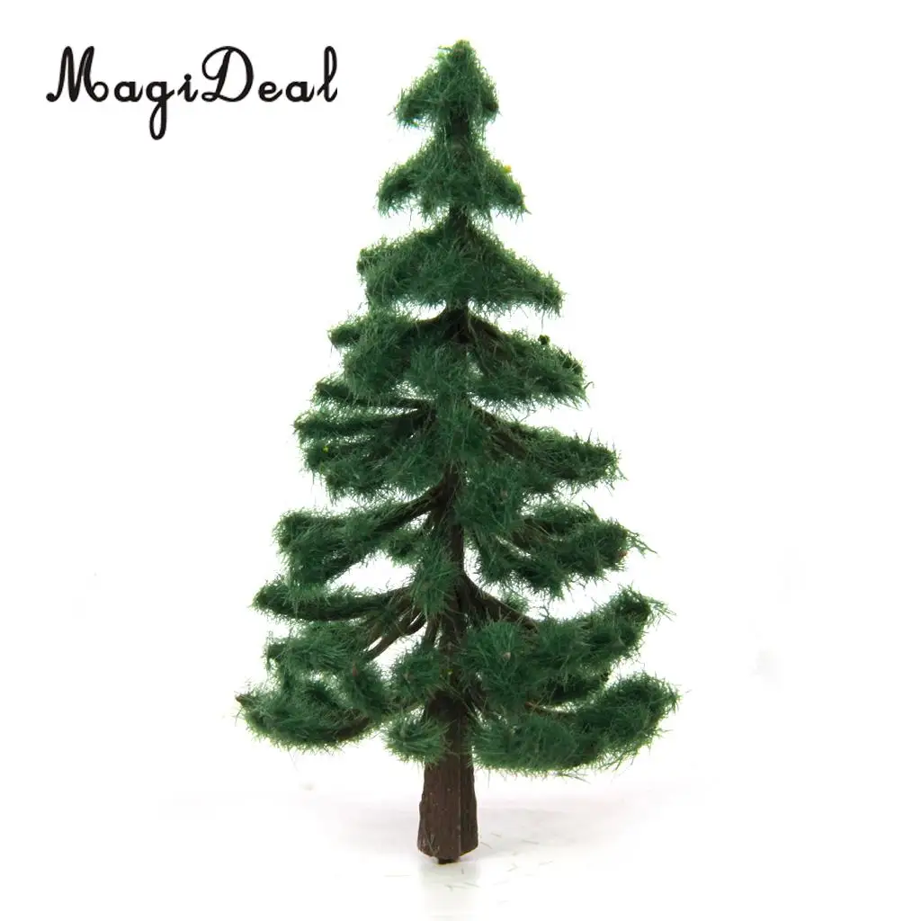 16Pcs Plastic Model Railway Railroad Forest Street Diorama Scenery Building Layout Green PIne Tree HO OO N Scale