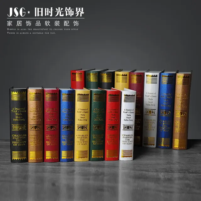 Old Time European Decorative Ornaments Darwin Book Photography Study Old Time European Decorative Ornaments Darwin Book Photography Study Simulation Fake Bookcase Props Mode