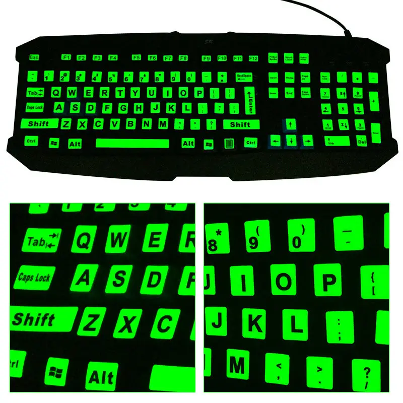 SR Luminous English Full Keyboard Sticker Film Glow In The Dark Capital Letters Sticker With 2 Fonts image 4