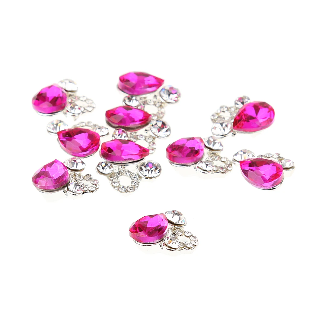 Beauty Tools Nail Art 10 Pcs 3D Bling Fashionable Charm Decorations Silver Rose Waterdrop Hot Selling