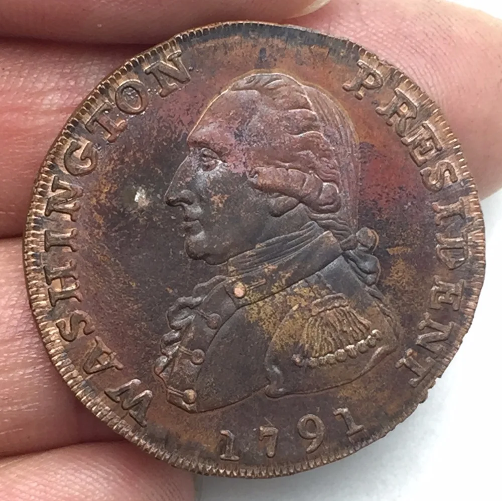 

United States WASHINGTON PRESIDENT 1791 Baker 15 Washington Large Eagle Cent Copper Copy coins