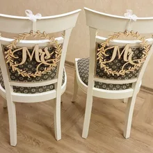 Mr & Mrs 2 unids/set silla de madera signo rústico derecho Vintage decoración de la boda para el novio y la novia