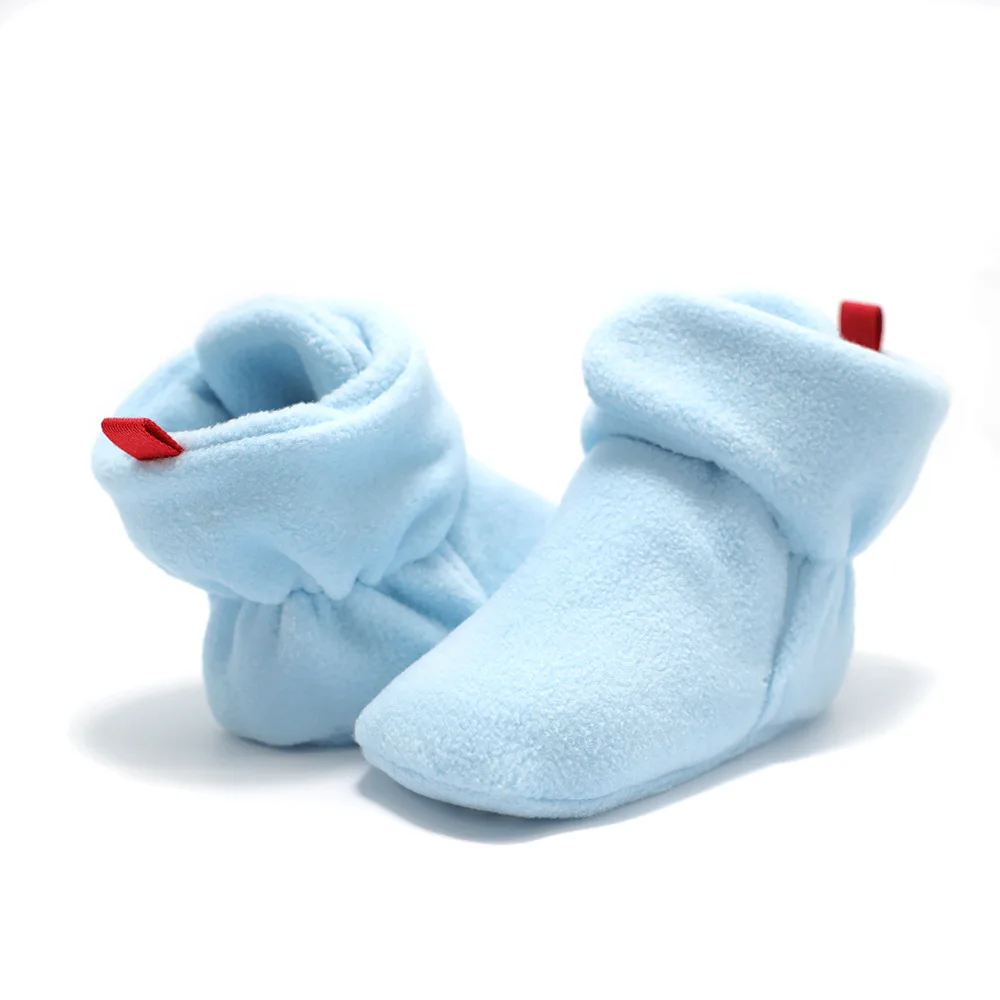 Зима для новорожденных девочек Теплая обувь младенческой малыша первый ходунки мягкая подошва высокой загрузки кроватки обувь для маленьких мальчиков prewalker 0-18 м D15