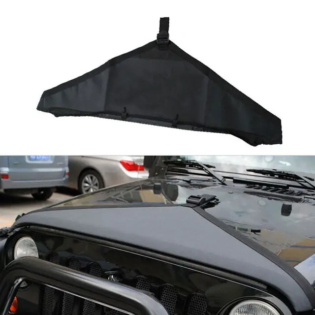 1x Car Styling Canvas Hood Cover Front End Bra Protector Kit Black Fit