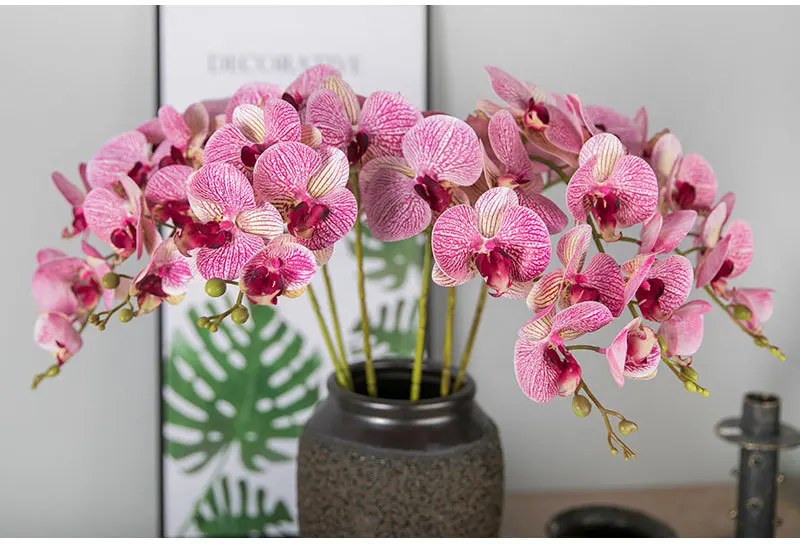 Flone 9 Heads Artificial Butterfly Orchid Flowers Real Touch Butterfly Orchid Simulation Orchid Flowers Wedding Home Party Decor (11)