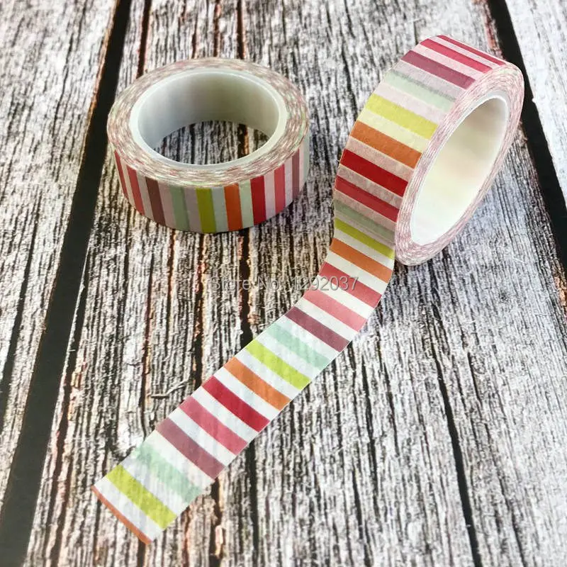 Cute Colorful Rainbow Stripes Japanese Washi Tape Kawaii Decorative