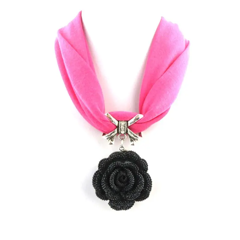 

New Winter Womens Fashion Scarve Ethnic Necklace Black Rose Jewelry jewelry Pendant Scarf