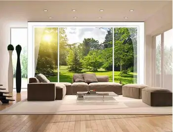 

3d room wallpaper custom mural non-woven 3d Sunshine garden scenery outside the window painting photo wallpaper for walls 3 d