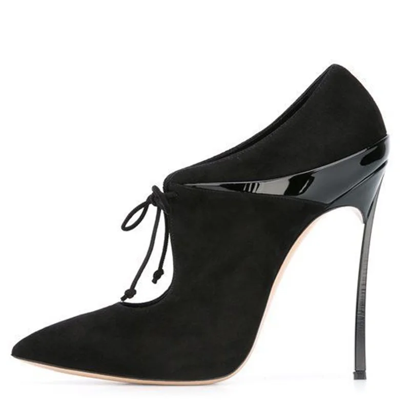 

Newest Flock Black High Heel Pumps Woman Waterproof Platform Cross-tied Pointed Toe Autumn European American Dress Party Shoes