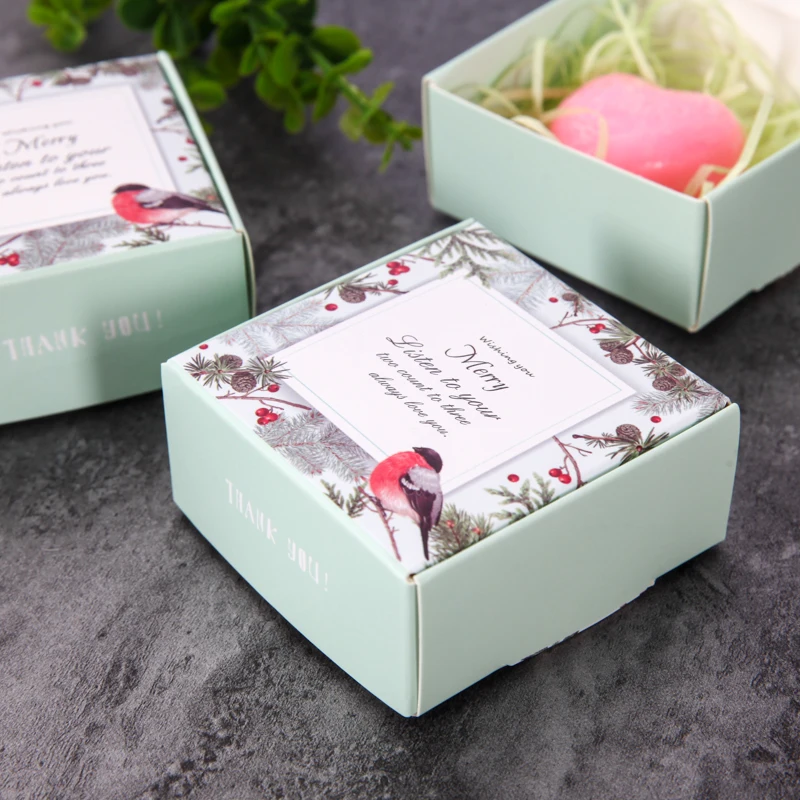 50 шт-цветная белая картонная коробка для летательного аппарата, упаковочные коробки для мыла для ювелирных изделий, чайная подарочная упаковка для конфет - Цвет: Birds of Flowers