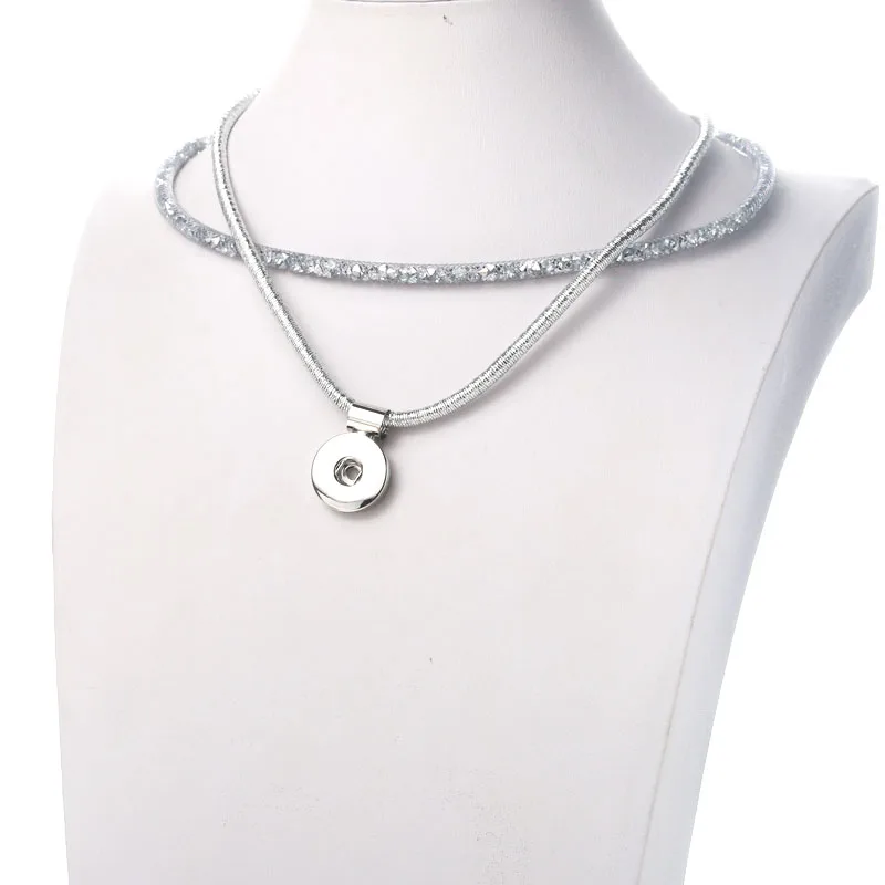 New Fashion Snap Button Necklace Shining Snap Pendant Necklace Fit 18mm