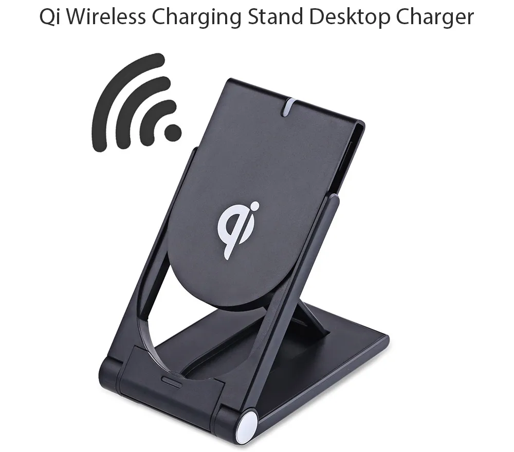 5V 1A Universal Qi Wireless Charging Foldable Stand Holder Anti Slip Desktop Charger for Samsung Galaxy