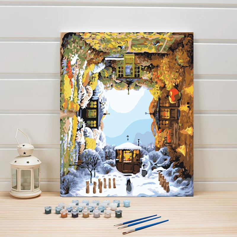 

Paint By Numbers On Linen Canvas Painting Landscape Digital Module Picture Hand Painted Coloring Arts For Living Room Home Decor