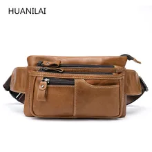 HUANILAI Мужская поясная сумка из натуральной кожи мужская дорожная сумка из воловьей кожи сумка через плечо сумки для мобильного телефона для мужчин