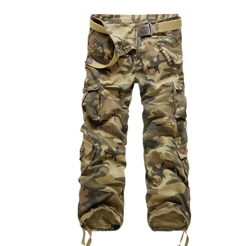 Мужские Повседневные штаны для мужчин Военная Униформа камуфляж мода на открытом воздухе с карманами Армия CARGO человек Повседневные штаны хлопок поезд Брюки для девочек плюс Размеры