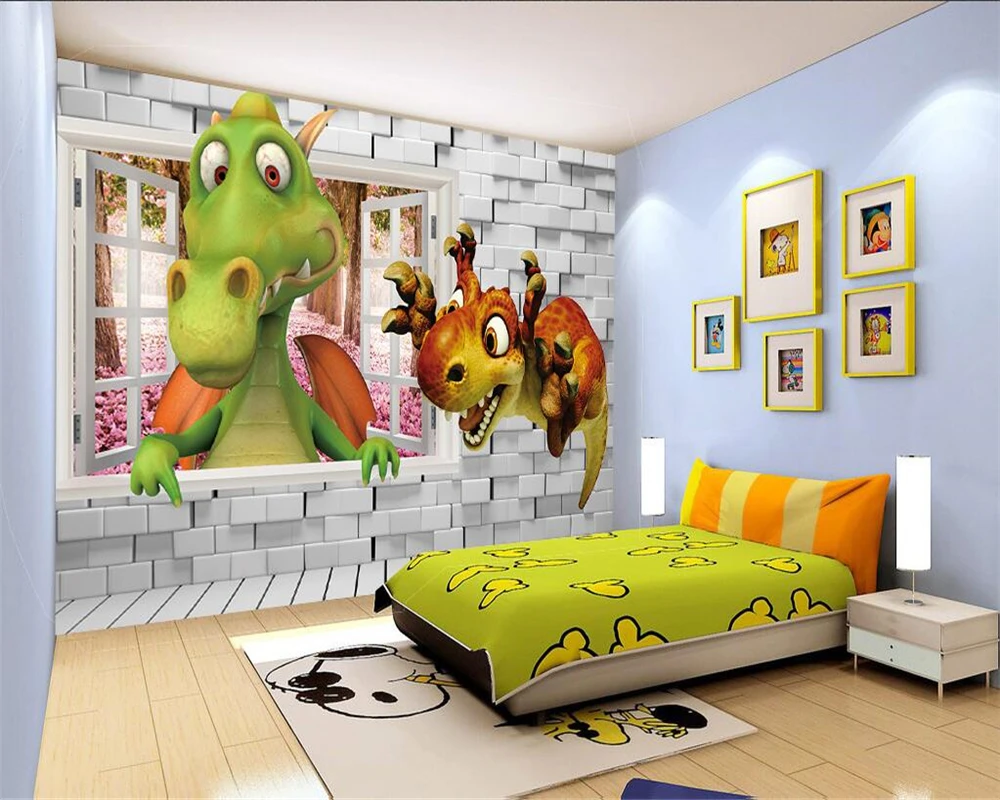 Beibehang пользовательские обои детская комната фон стены 3D Динозавр стерео динозавр мультфильм детская комната фон 3D Обои фреска