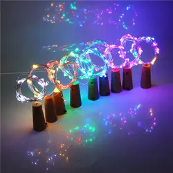 2 м 20leds Щепка Провода Строка свет с бутылкой Фиксаторы для Стекло Craft бутылка Фея Валентина Свадебные украшения лампы партия