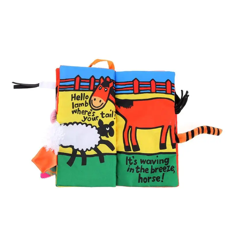 VODOOL мягкая ткань книги мультфильм животных, игрушки для детей раннего развития ребенка обучения разворачивание деятельности книги