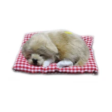 Brinquedos recheados adorável simulação animal apaziguado boneca de pelúcia dormir cães brinquedo com som para crianças brinquedo presente aniversário boneca brinquedos