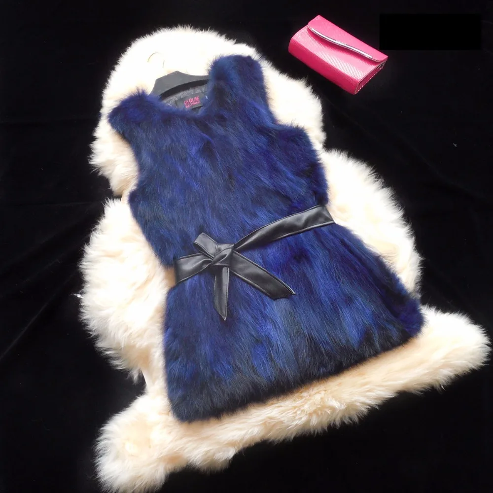 Genuine raccoon dog fur vests waistcoats women's V neck