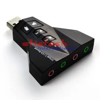 

by dhl or ems 500pcs 2in1 3D External Usb Audio 3D Sound Card 7.1 Dual Virtual USB 2.0 Adapter airplane Double Sound Card