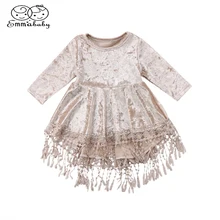 Emmaaby/Пасхальное платье принцессы с цветочным узором для маленьких девочек; бархатное платье с кисточками; вечерние платья наряды; торжественное платье