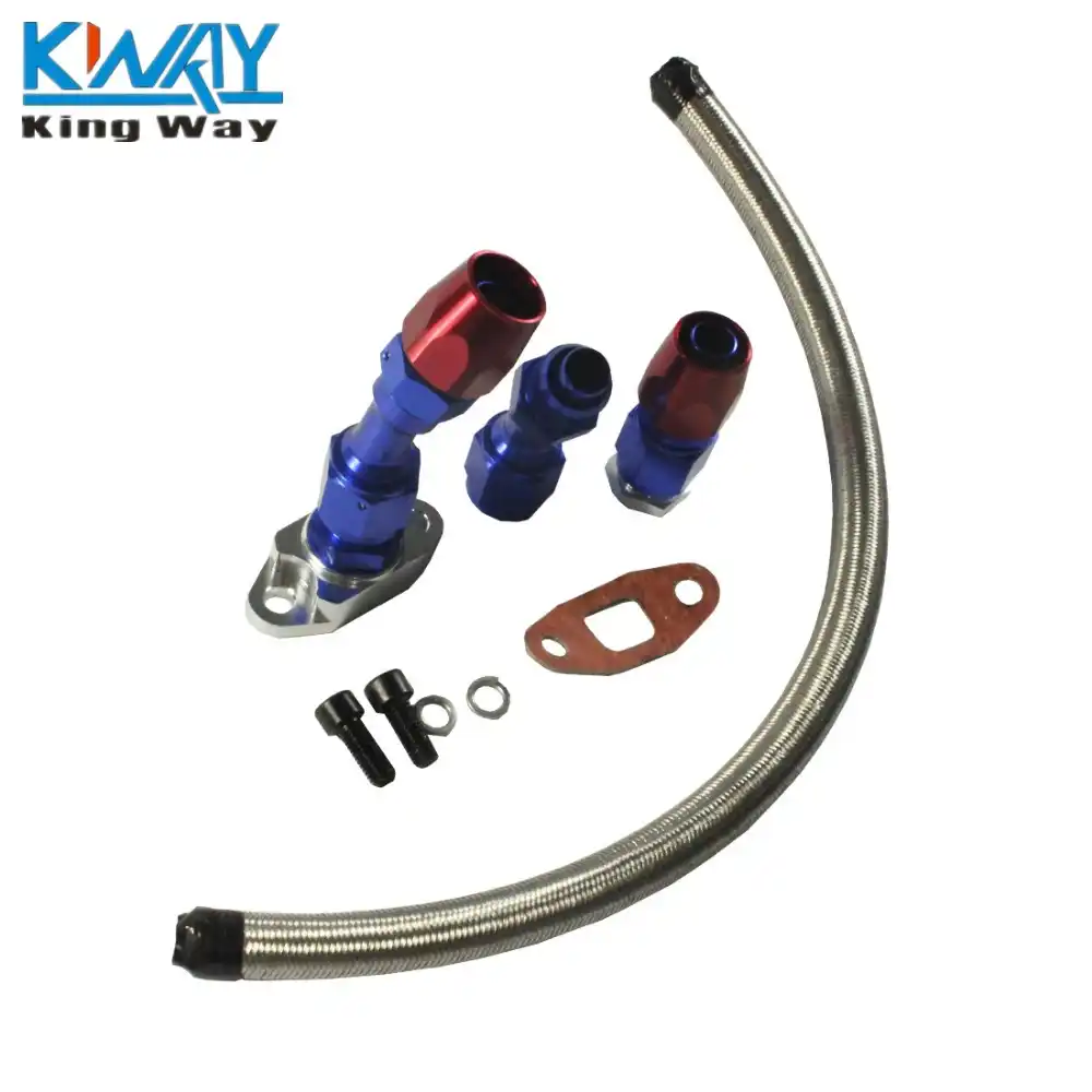 JDMSPEED New Stainless Braided Turbo Charger//Turbo 17 Oil Return Drain Line 10An Fitting Kit