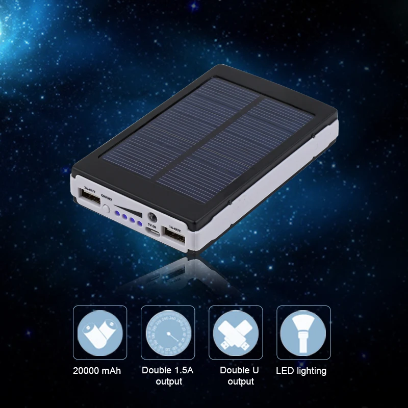 imágenes para 10000 mAh Emergencia Portátil Súper Cargador Solar Dual USB Power Bank Batería Externa Para Los Teléfonos Móviles y Tabletas de Envío de La Gota imágenes para 10000 mAh Emergencia Portátil Súper Cargador Solar Dual USB Power Bank Batería Externa Para Los Teléfonos Móviles y Tabletas de Envío de La Gota