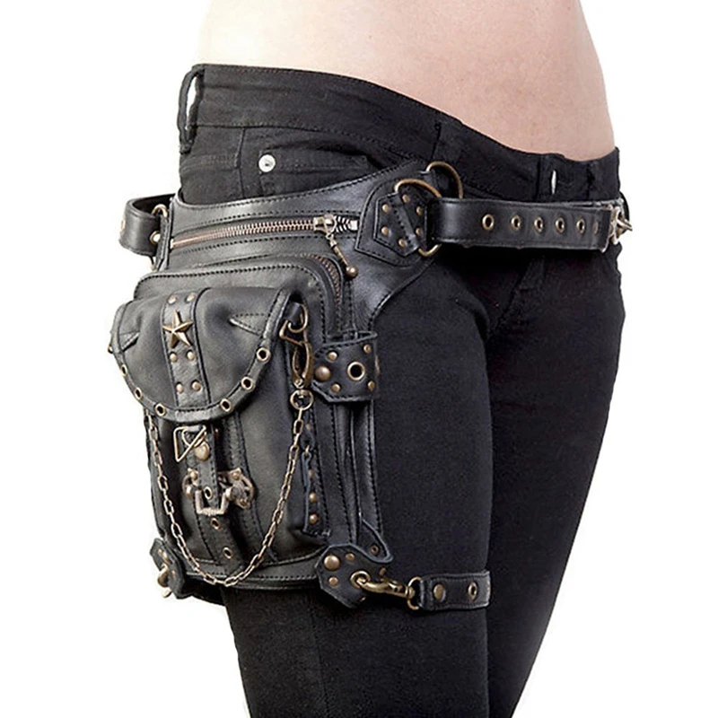 

Steampunk Retro Motorcycle Bag Lady Bag Retro Rock Goth Shoulder Waist Bag Leg Bag