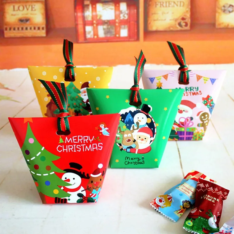 Merry Christmas Candy Gift Boxes Guests Packaging Boxes Gift Bag