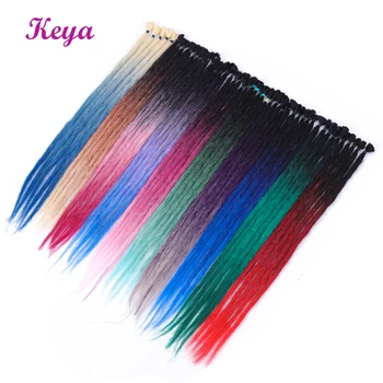 

Handmade Dreadlock Extensions Pink Blue Ombre Dread Extensions Crochet Braids 24 Inch Synthetic Dreads Hair Extensions For Women