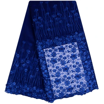 

2018 Latest French Nigerian Laces Fabrics With Stones High Quality Tulle African Laces Fabric Wedding Dress 5 Yards A1122