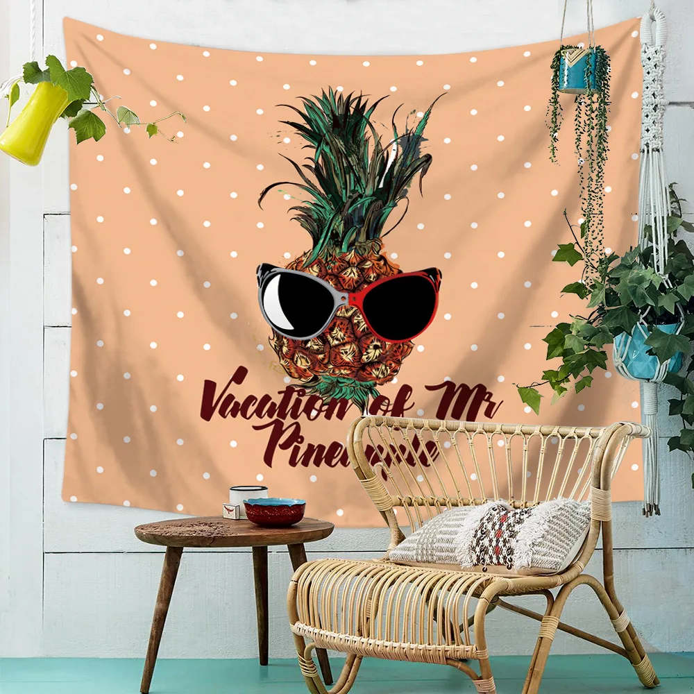 

Hippie Funny Tropical Pineapple Tapestry Wall Hanging Modern Fashion Large Colorful Dorm Bedroom Wall Cloth Tapestries