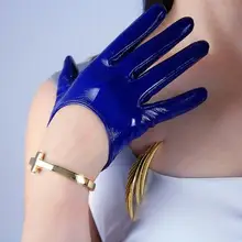 Women'a модные блестящие кожаные короткие стильные перчатки для вождения дамские лакированные ПУ кожаные сексуальные перчатки для косплея R611