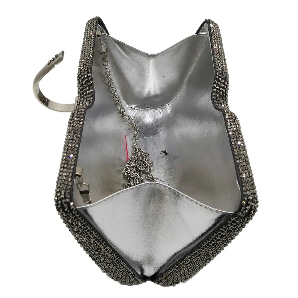 Бутик De FGG ослепительно-серый женский вечерний клатч с кристаллами, сумочка и сумочка для свадебной вечеринки, клатч с бриллиантами для невесты