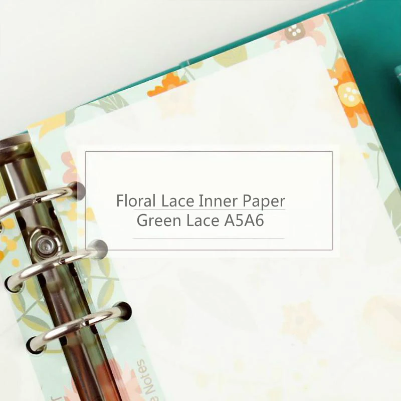 Jamie Notes Floral Green Lace Inner Paper A5a6 For Filofax Dokibook Personal Planner With Spiral Retro Refill Filler Paper Core