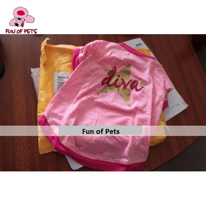 Лива звезда стиля хлопок футболка для собак розовый сладкий собака одежда для собак рубашка для домашних животных